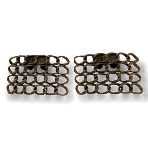 Vintage Signed Musi Shoe Clips Brushed Bronze Chain Link Design 2 3/4" x 1 5/8"